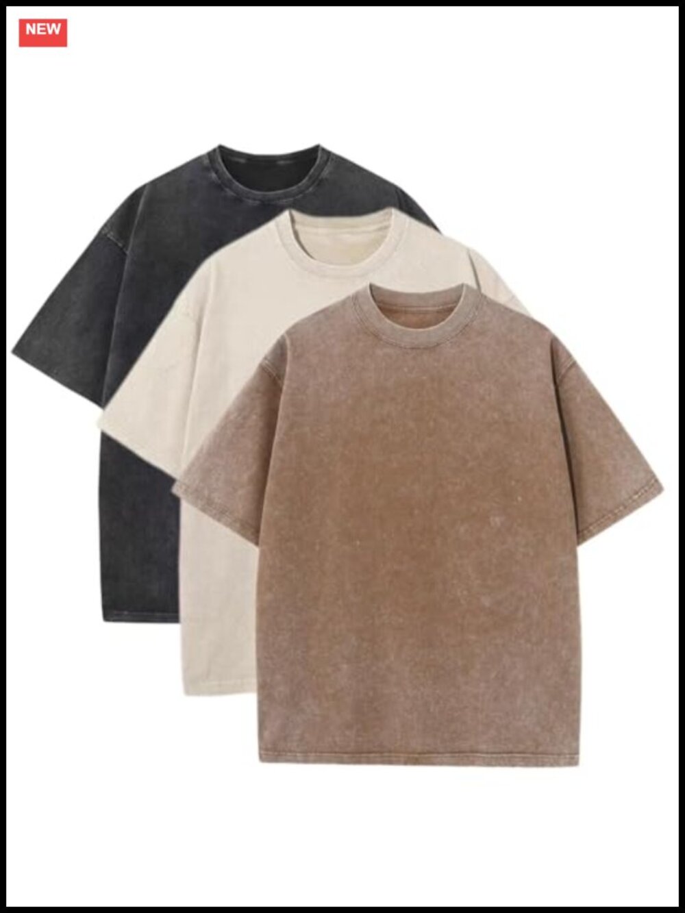 Oversized Cotton T-Shirts for Women Vintage Acid Wash Baggy Boxy Tee 3 Pack